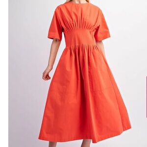 NWOT Gigio coral pintuck waist midi dress